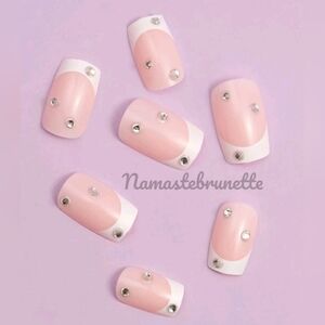2/$16 Rhinestone French Manicure Press On Nails